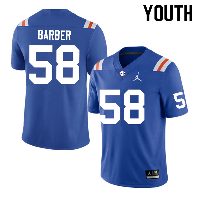 Youth #58 Austin Barber Florida Gators College Football Jerseys Sale-Throwback - Click Image to Close